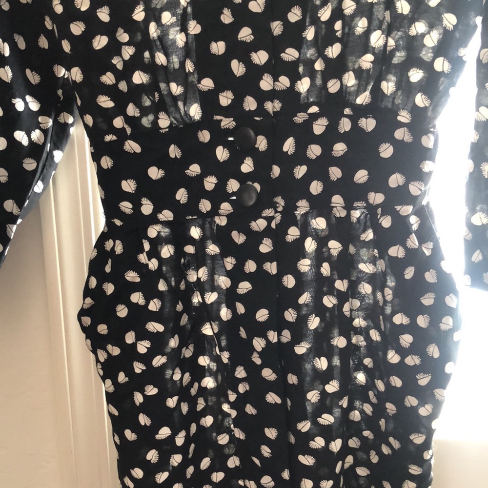Vintage 1980’s Karin Stevens Petite Black White Broken Heart Print Dress Sz 8 - Picture 4 of 16